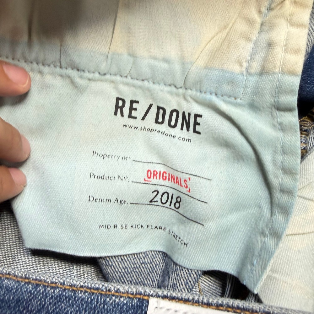 RE/DONE Originals Womens High Rise Kick Flare Jeans Blue Size 32 Made in USA - Picture 9 of 13